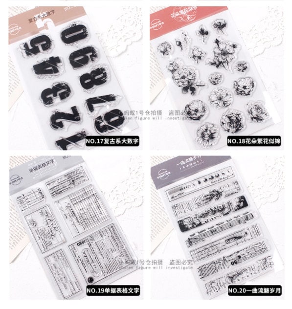 Transparent Clear Stamp Set | Scrapbooking Stamp | Planner Stamp | | Junk Journal
