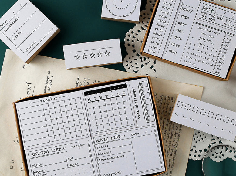 Daily Plan Rubber Stamp | Wooden Stamp Set | Scrapbooking | Planner Stamp |