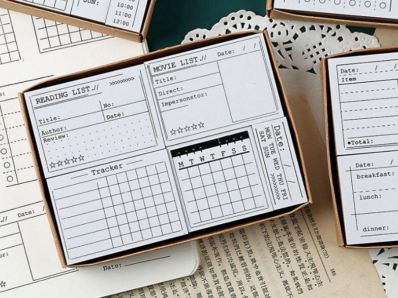 Daily Plan Rubber Stamp | Wooden Stamp Set | Scrapbooking | Planner Stamp |