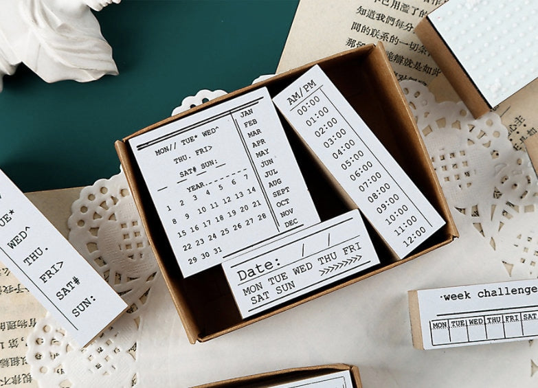 Daily Plan Rubber Stamp | Wooden Stamp Set | Scrapbooking | Planner Stamp |