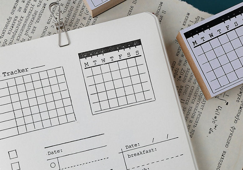 Daily Plan Rubber Stamp | Wooden Stamp Set | Scrapbooking | Planner Stamp |