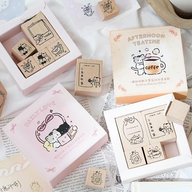 Lovely Cat To Do List Rubber Stamp | Kitten Coffee Wooden Stamp Set | Scrapbooking Bullet Journal Junk Journal Planner Stamp