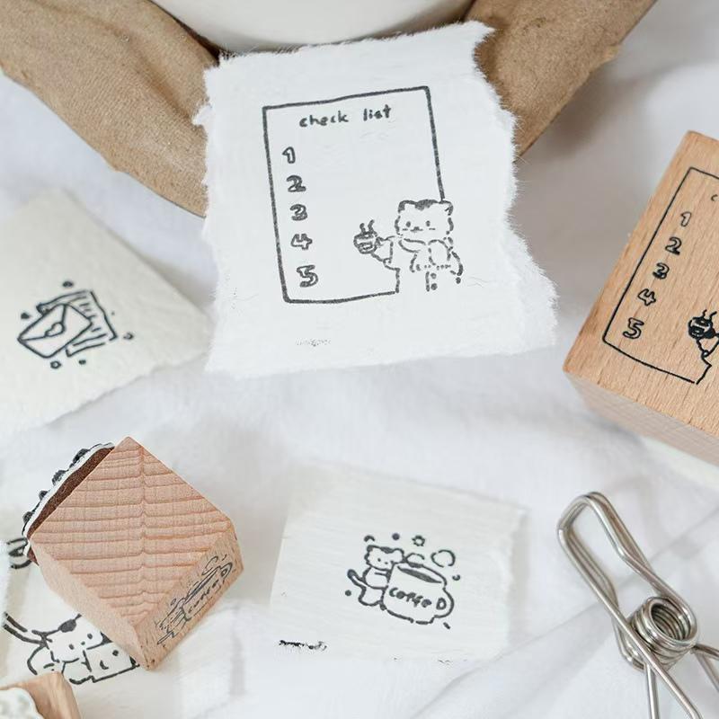 Lovely Cat To Do List Rubber Stamp | Kitten Coffee Wooden Stamp Set | Scrapbooking Bullet Journal Junk Journal Planner Stamp