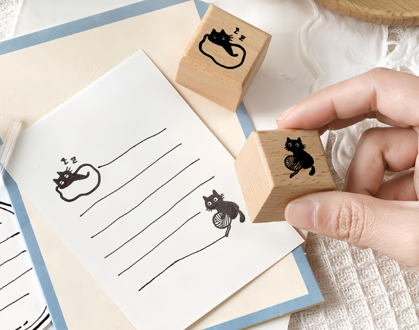 Cute Black Cat Wood Rubber Stamp | Cat Lover Gift | Junk Journal Scrapbooking Planner Accessories Bullet Journal Collage Supplies