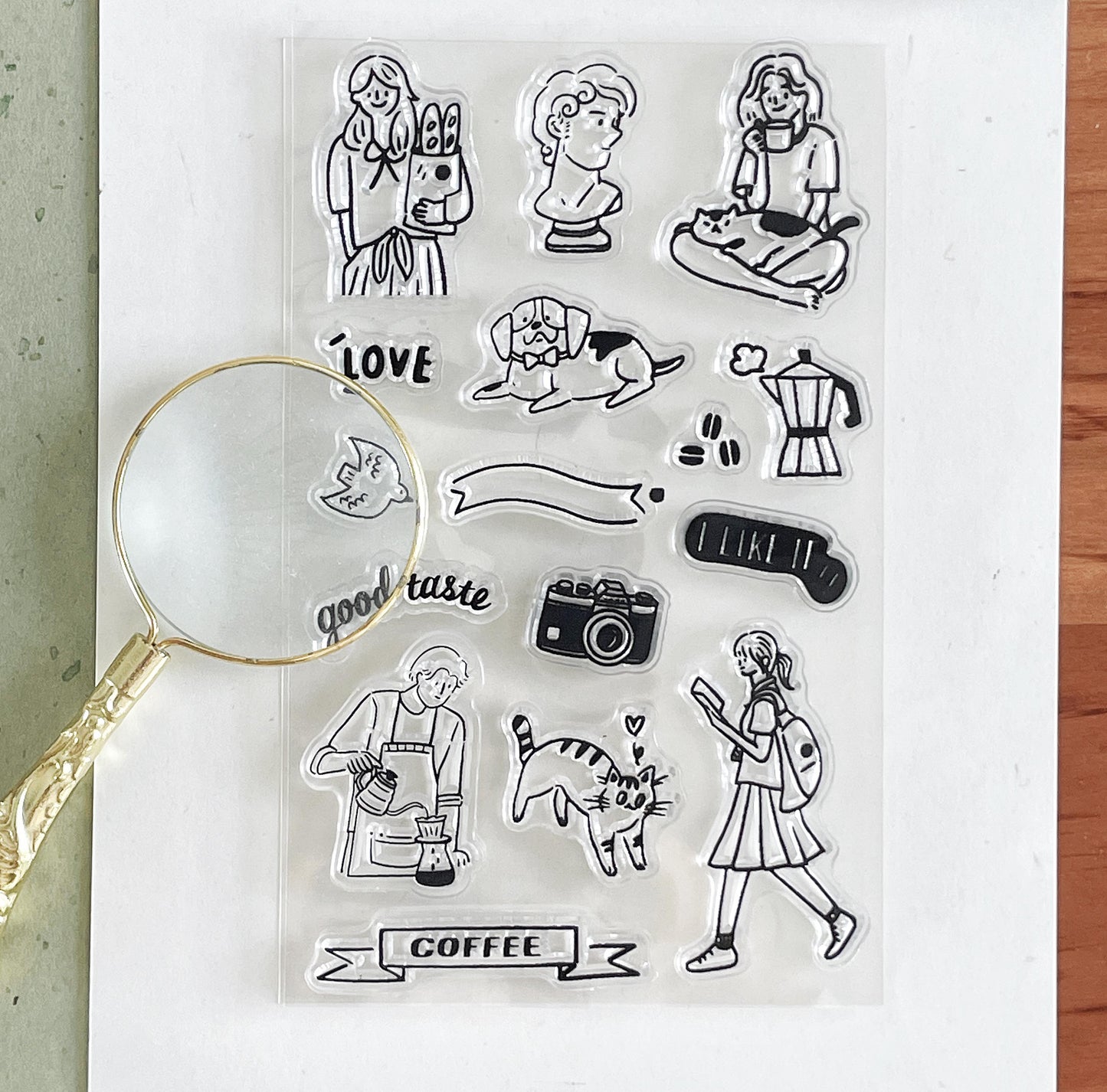 Cute Girl Coffee Lover Clear Stamp | Transparent Rubber Stamps | Bullet Journal Planner Accessories Card Making