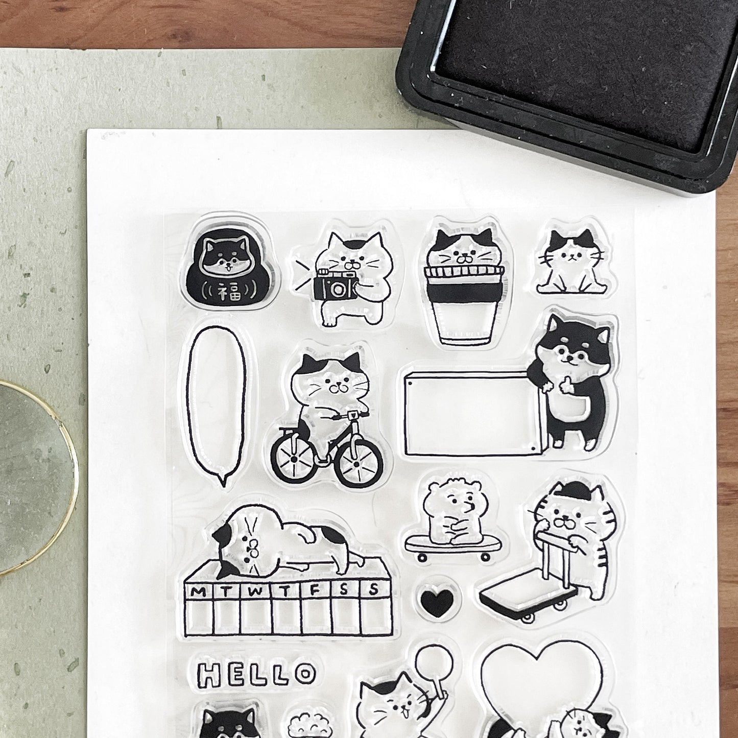 Cute Animal Clear Stamp | Cat Transparent Rubber Stamp Set | Planner Bullet Journal Journaling Supply TN Accessories