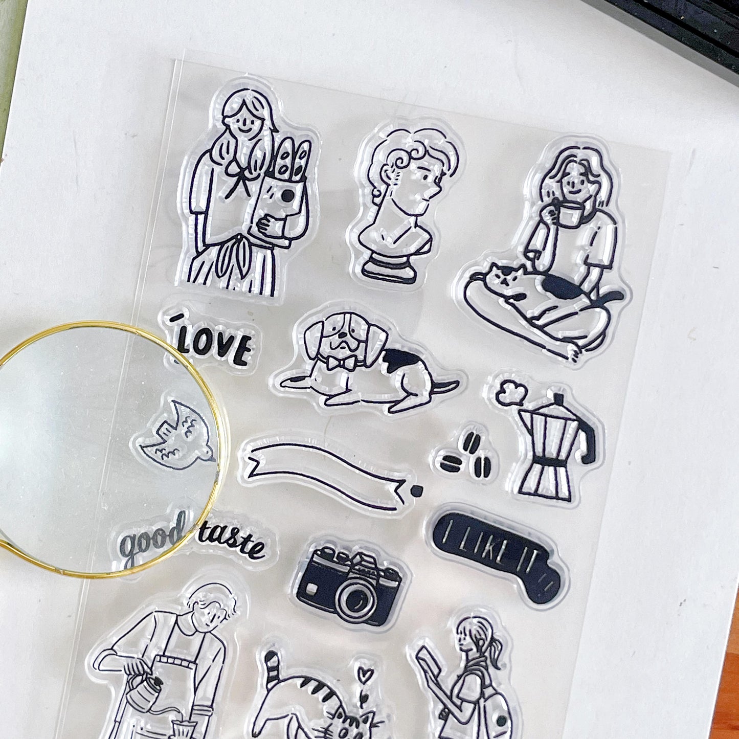 Cute Girl Coffee Lover Clear Stamp | Transparent Rubber Stamps | Bullet Journal Planner Accessories Card Making