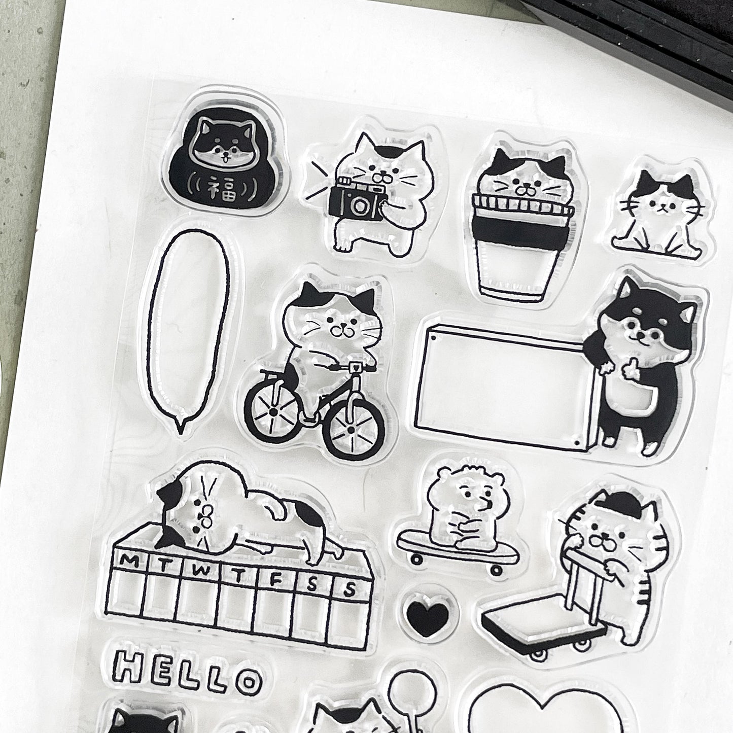 Cute Animal Clear Stamp | Cat Transparent Rubber Stamp Set | Planner Bullet Journal Journaling Supply TN Accessories