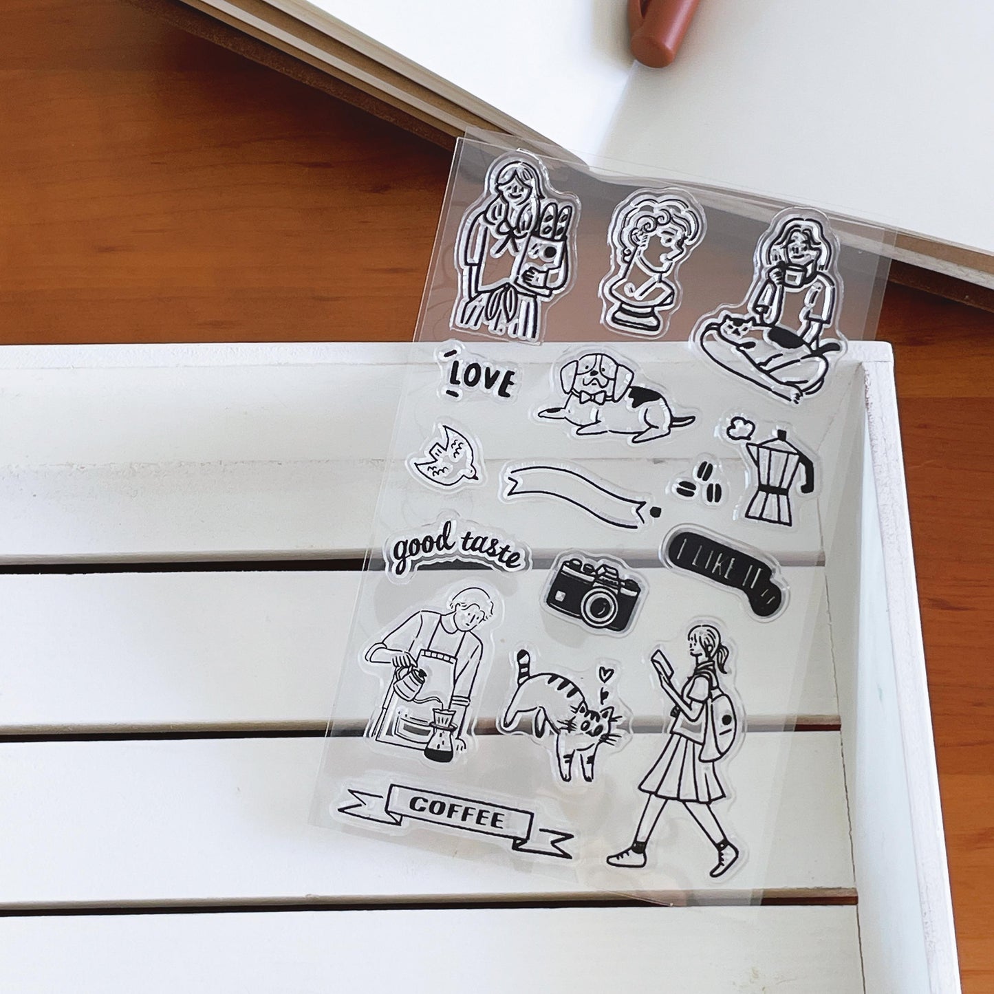 Cute Girl Coffee Lover Clear Stamp | Transparent Rubber Stamps | Bullet Journal Planner Accessories Card Making