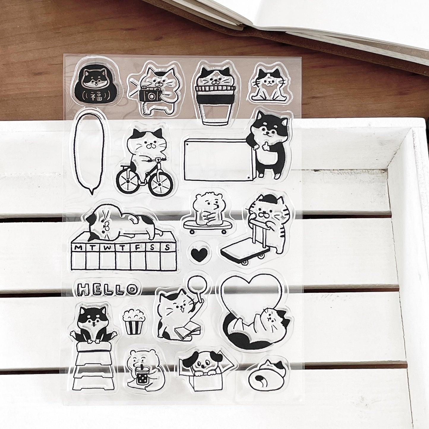 Cute Animal Clear Stamp | Cat Transparent Rubber Stamp Set | Planner Bullet Journal Journaling Supply TN Accessories