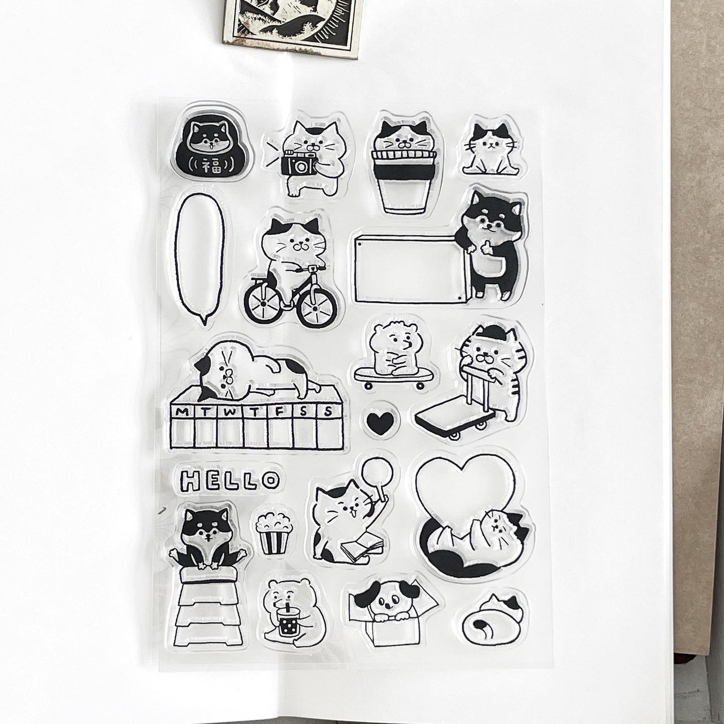 Cute Animal Clear Stamp | Cat Transparent Rubber Stamp Set | Planner Bullet Journal Journaling Supply TN Accessories