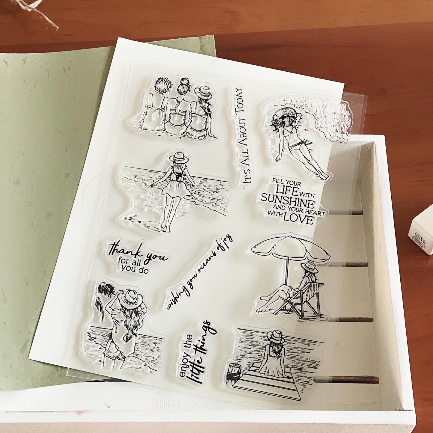 Girls on Holiday Clear Stamp | Sea Beach Sunshine Transparent Rubber Stamps | Card Making Scrapbooking Stamping Supplies