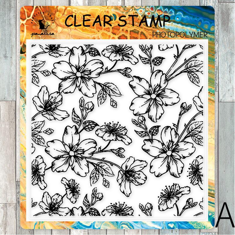 Plaid Leaf Flower Pattern Background Clear Stamp | Planner Notebook Transparent Rubber Stamps| Bullet Journal Planner Accessories Supplies