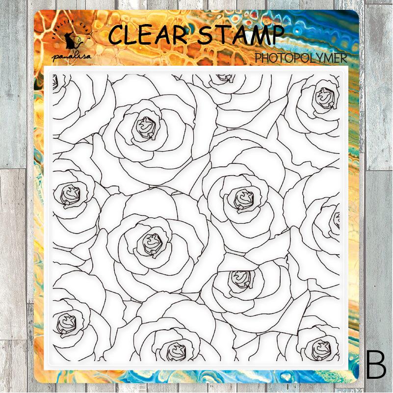 Plaid Leaf Flower Pattern Background Clear Stamp | Planner Notebook Transparent Rubber Stamps| Bullet Journal Planner Accessories Supplies