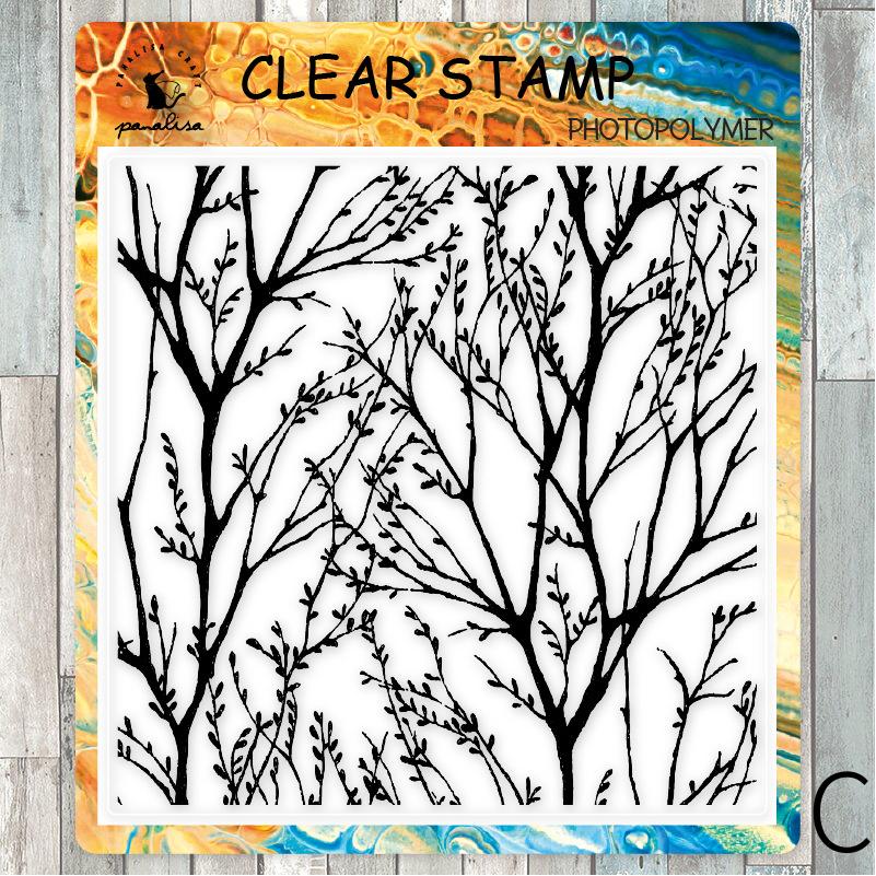 Plaid Leaf Flower Pattern Background Clear Stamp | Planner Notebook Transparent Rubber Stamps| Bullet Journal Planner Accessories Supplies