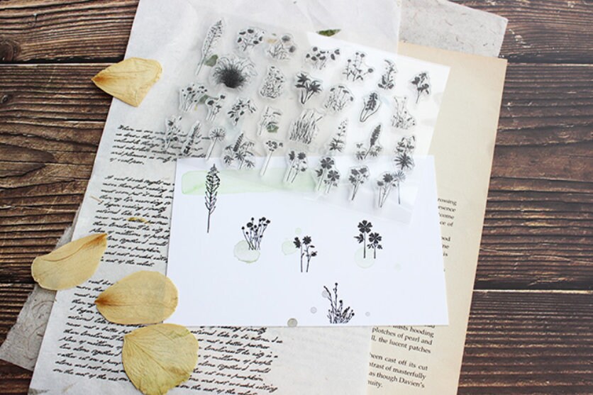 Flower Silicone Stamp | Transparent Clear Stamp Set | Scrapbooking Stamp | Planner Stamp | Bullet Journal
