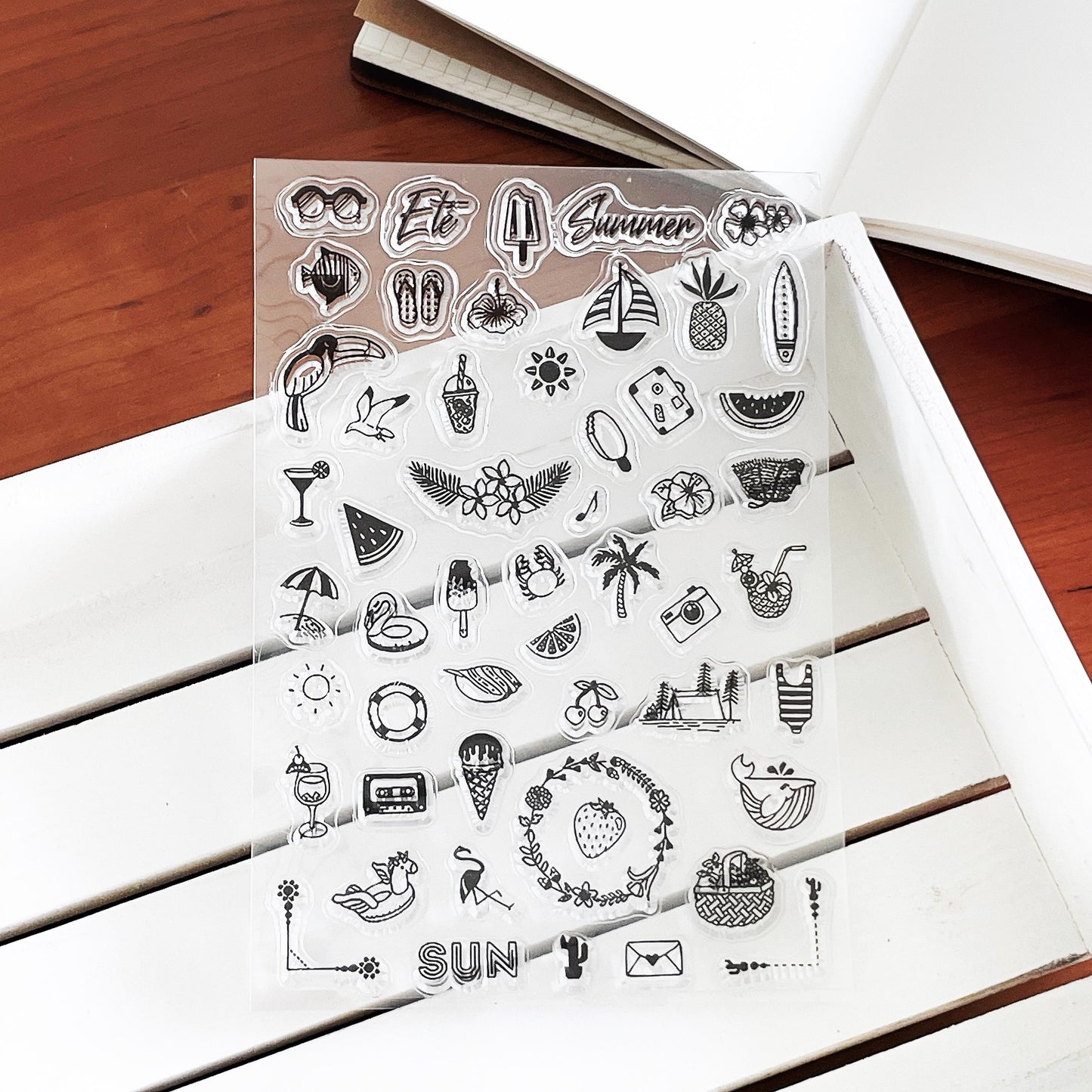 Summer Clear Stamp | Mini Icon Travel Transparent Rubber Stamps | Bullet Journal Planner Accessories