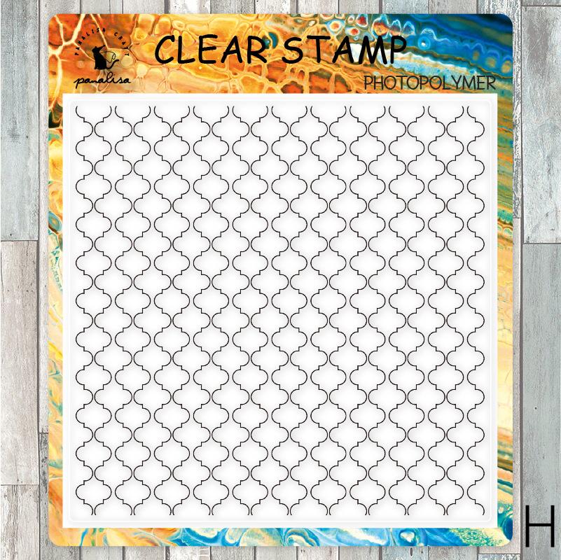 Plaid Leaf Flower Pattern Background Clear Stamp | Planner Notebook Transparent Rubber Stamps| Bullet Journal Planner Accessories Supplies
