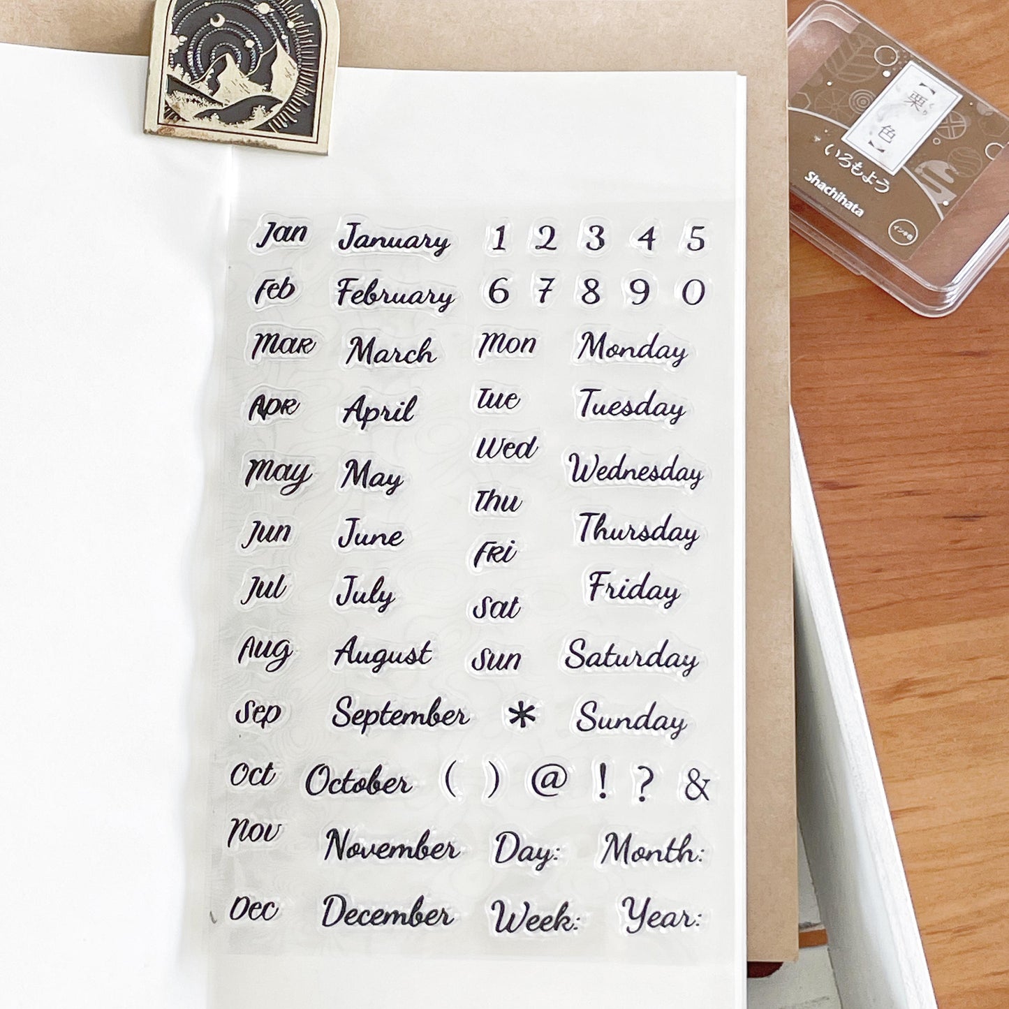 Month Week Date Calendar Clear Stamp | Daily Plan Transparent Rubber Stamps | Bullet Journal Planner Accessories Journaling Supplies