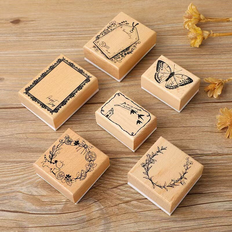 Memo Frame Rubber Stamp | Butterfly Garland Wooden Stamp | Scrapbooking Stamp | Planner Supplies | Rubber Stamp | Junk Journal