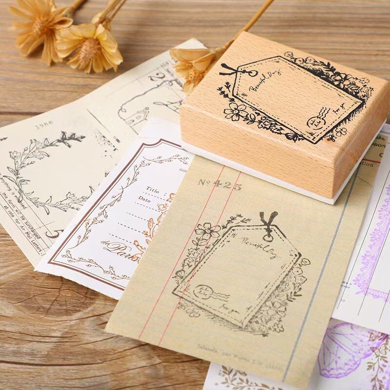 Memo Frame Rubber Stamp | Butterfly Garland Wooden Stamp | Scrapbooking Stamp | Planner Supplies | Rubber Stamp | Junk Journal