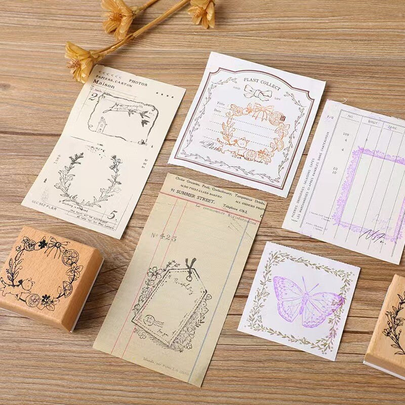 Memo Frame Rubber Stamp | Butterfly Garland Wooden Stamp | Scrapbooking Stamp | Planner Supplies | Rubber Stamp | Junk Journal