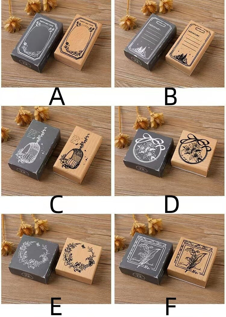 Memo Frame Rubber Stamp | Garland Wooden Stamp | Scrapbooking Stamp | Planner Supplies | Rubber Stamp | Junk Journal