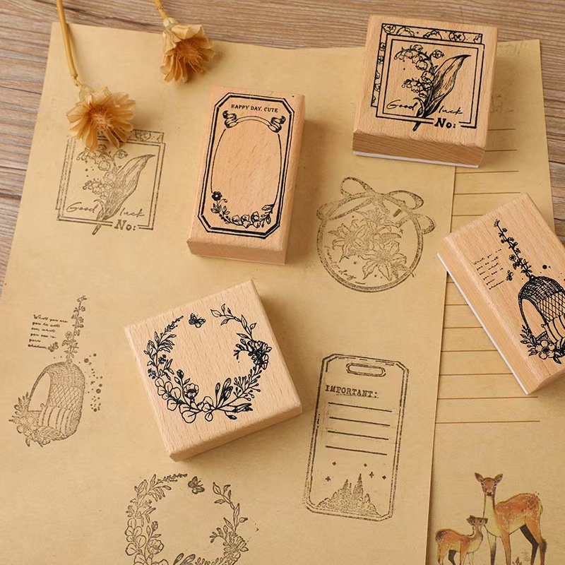 Memo Frame Rubber Stamp | Garland Wooden Stamp | Scrapbooking Stamp | Planner Supplies | Rubber Stamp | Junk Journal