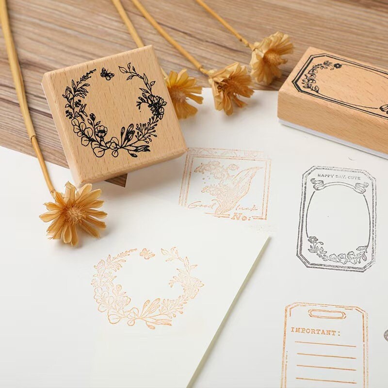 Memo Frame Rubber Stamp | Garland Wooden Stamp | Scrapbooking Stamp | Planner Supplies | Rubber Stamp | Junk Journal