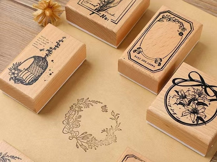 Memo Frame Rubber Stamp | Garland Wooden Stamp | Scrapbooking Stamp | Planner Supplies | Rubber Stamp | Junk Journal