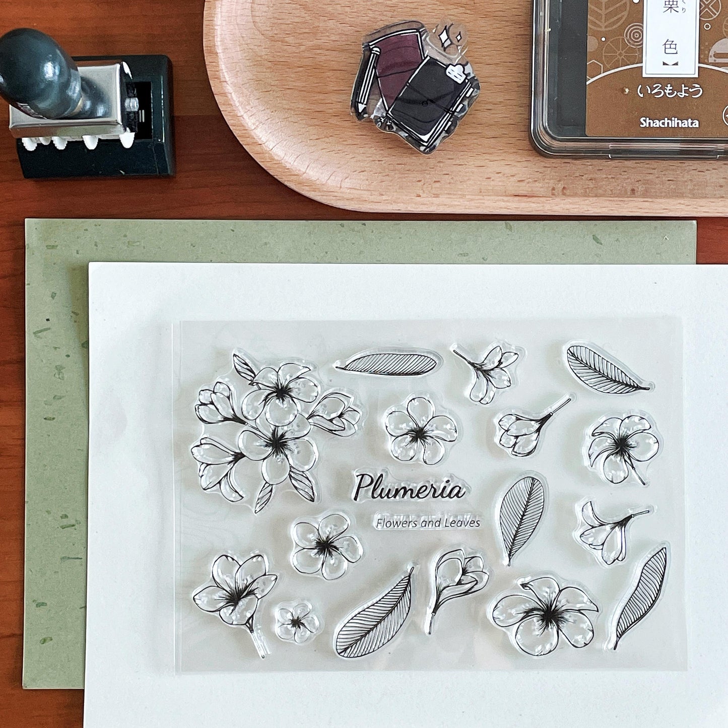 Plumeria Flower Rubber Stamp | Flora and Fauna Bloom Transparent Clear Stamp | Scrapbooking Planner Bullet Journal Stamp Supplies