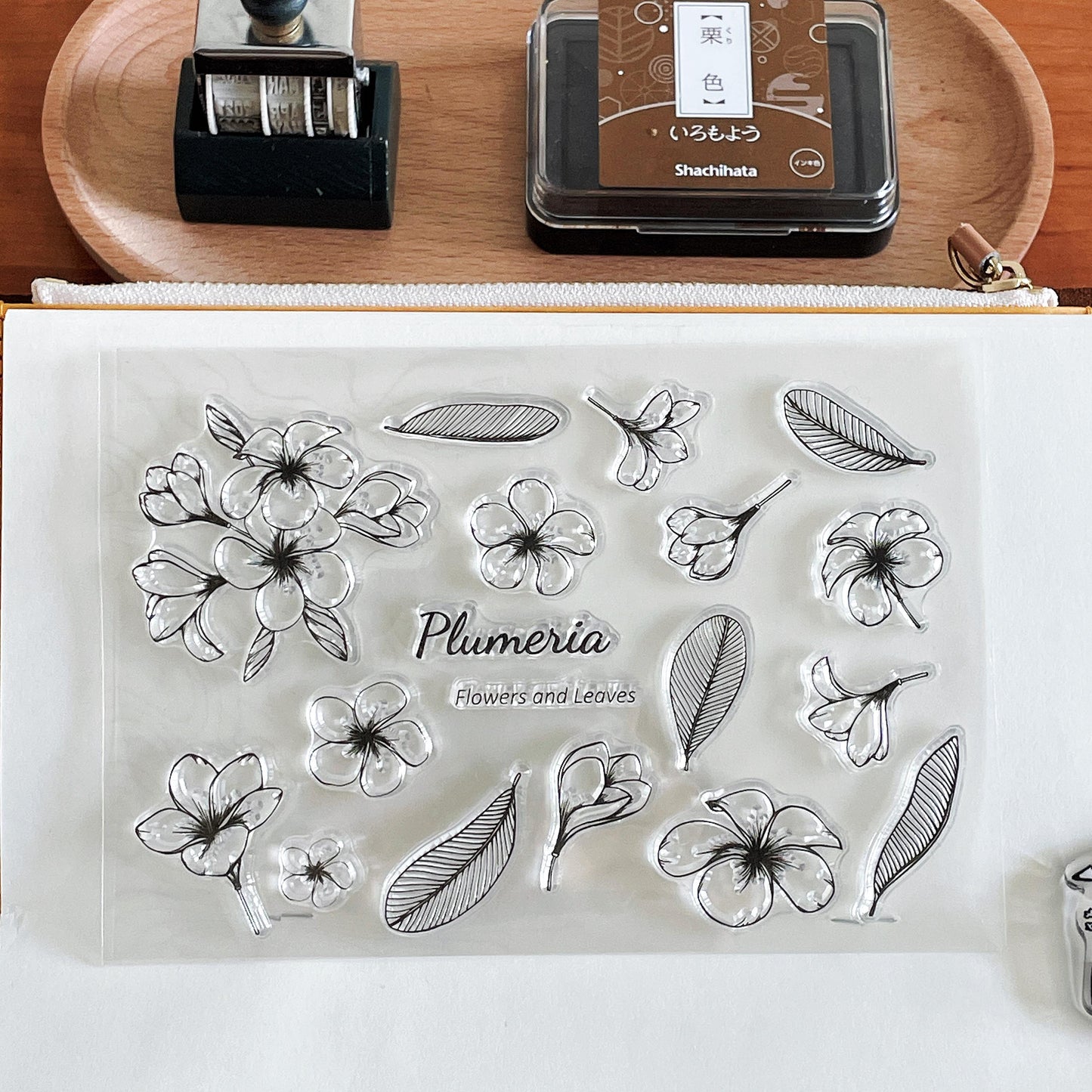 Plumeria Flower Rubber Stamp | Flora and Fauna Bloom Transparent Clear Stamp | Scrapbooking Planner Bullet Journal Stamp Supplies