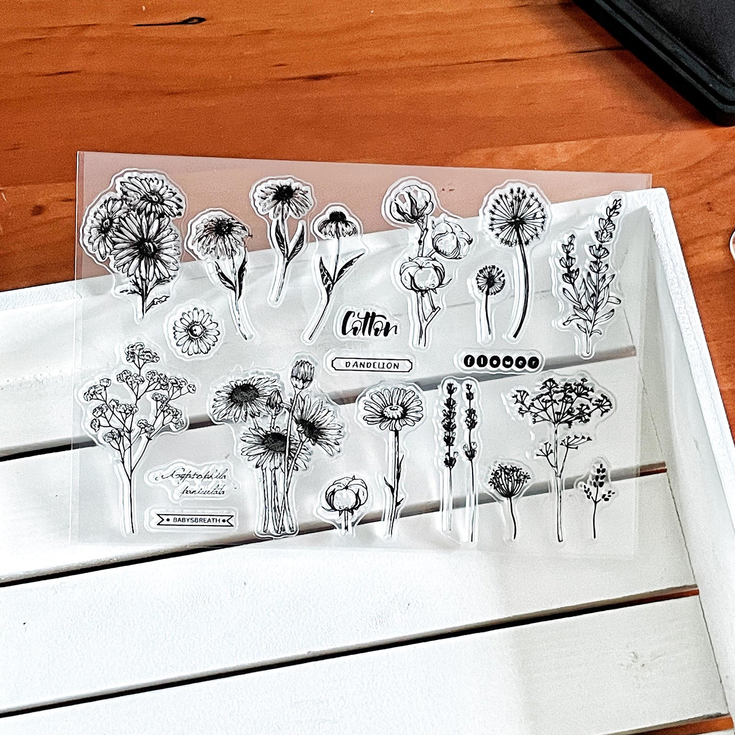 Wild Flower Clear Silicone Stamp | Flora Bloom Transparent Rubber Stamps | Bullet Journal Planner Accessories Supplies Card Making
