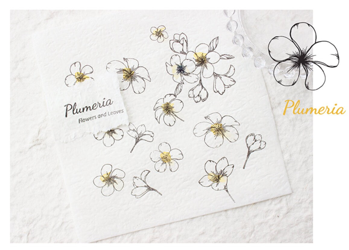 Plumeria Flower Rubber Stamp | Flora and Fauna Bloom Transparent Clear Stamp | Scrapbooking Planner Bullet Journal Stamp Supplies