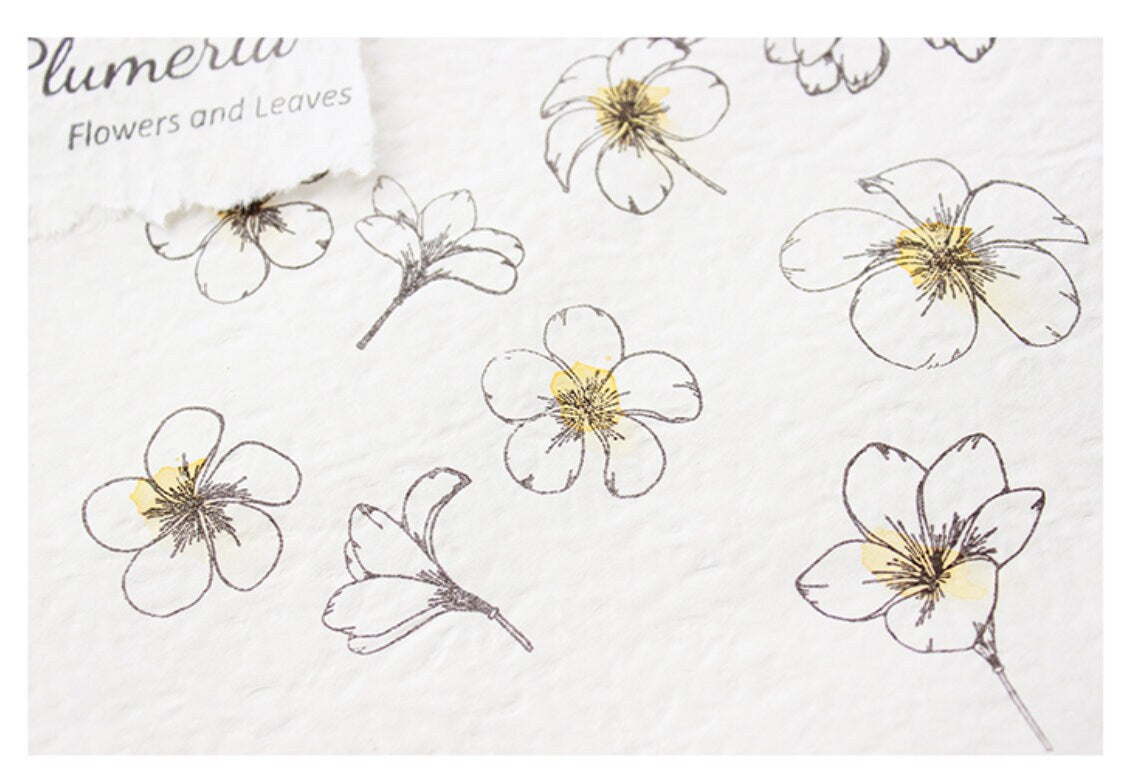 Plumeria Flower Rubber Stamp | Flora and Fauna Bloom Transparent Clear Stamp | Scrapbooking Planner Bullet Journal Stamp Supplies