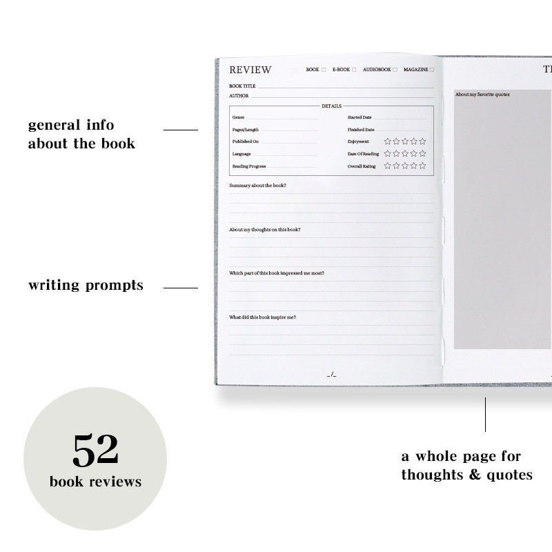 Reading Tracker Journal | Book Review Journal | Physical Reading Planner | Book Club Gift | Book Lover Gift | Gift for Her
