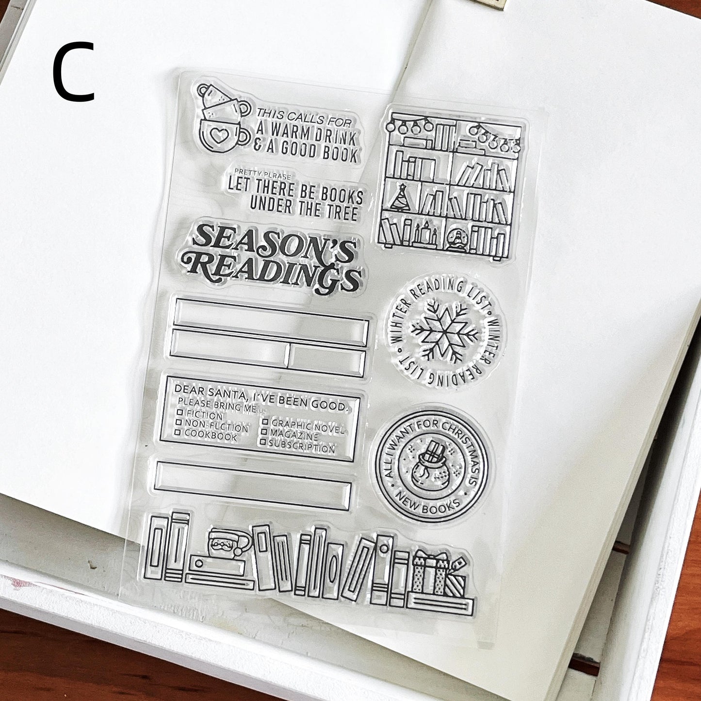 Reading Book Review Clear Stamp | Reading Tracker Book Lover Bookish Transparent Rubber Stamps | Bullet Journal Planner Accessories