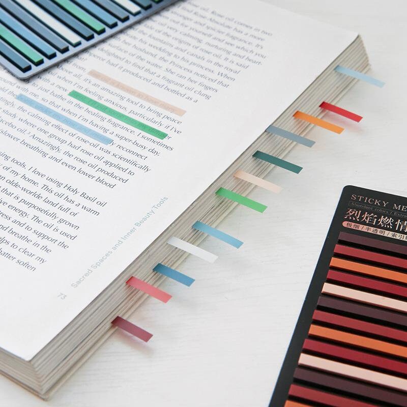 300pcs Slim Translucent Sticky Note Tabs | Book Tabs | Page Flags | Highlighter Strips Tape | Planner Study Supplies