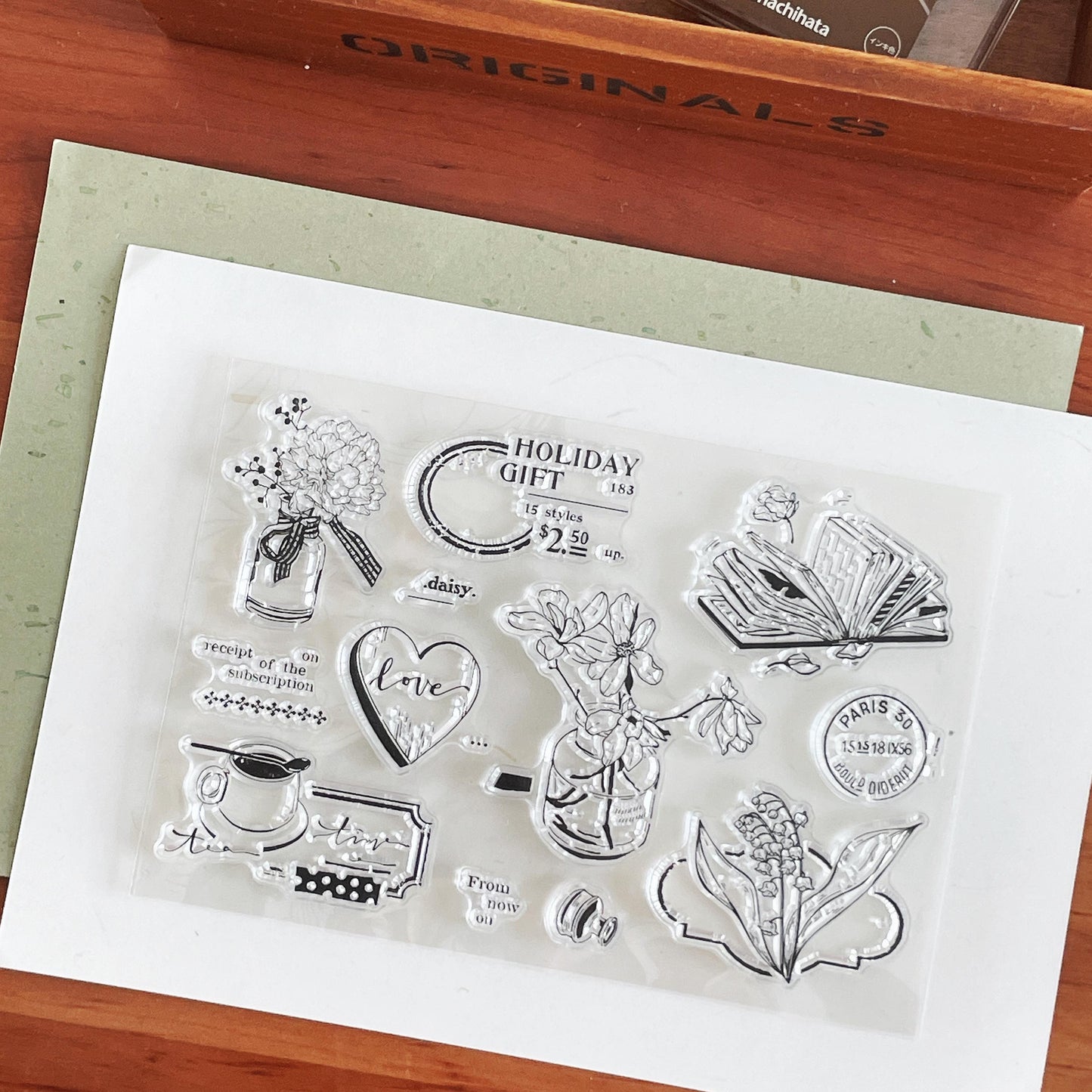 Vase Tea Book Clear Stamp | Coffee Book Lover Flower Self Care Transparent Rubber Stamps | Bullet Journal Planner Accessories Card Making