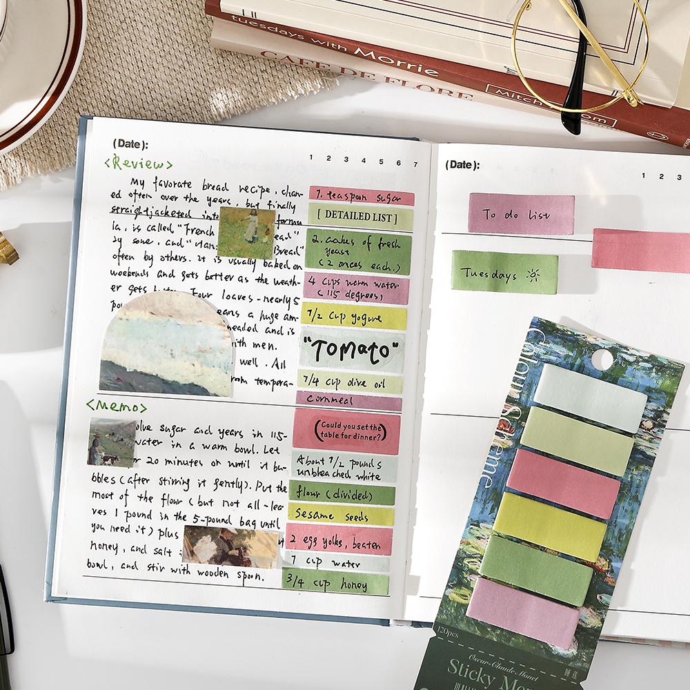 120pcs Oil Painting Color Page Flags | Writable Sticky Book Index Tabs | Markers Annotation Tabs | Booklover Reading Planner Study Supplies