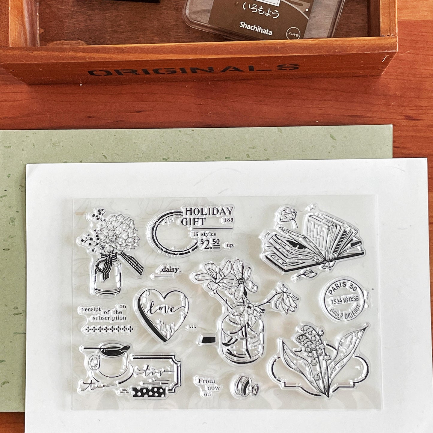 Vase Tea Book Clear Stamp | Coffee Book Lover Flower Self Care Transparent Rubber Stamps | Bullet Journal Planner Accessories Card Making