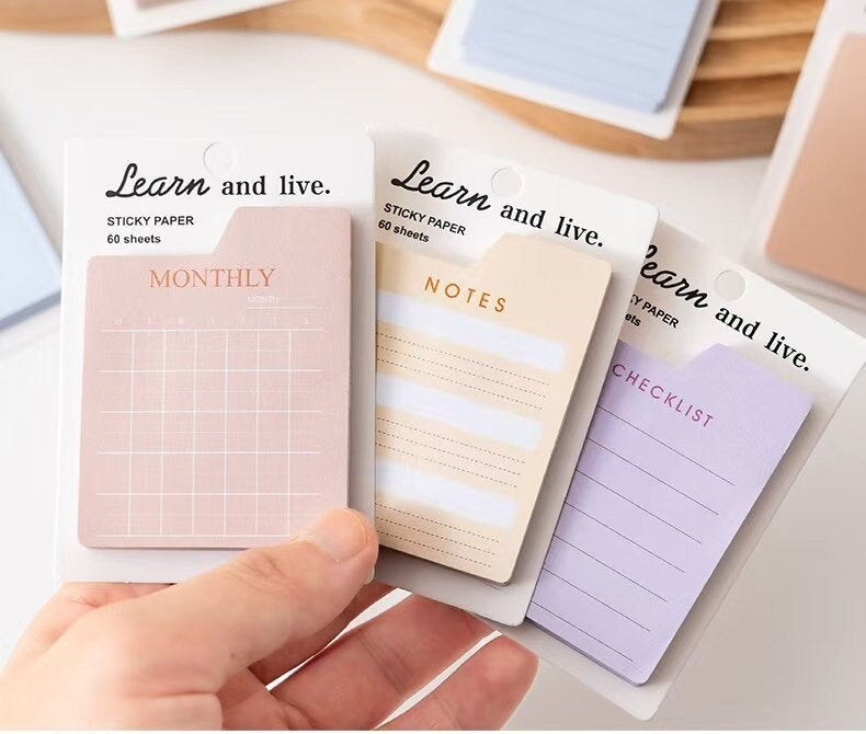 Sticky Tabs | Cute Sticky Notes | Self Adhesive Note Memo Pad | Lined Blank Plan | Planner Journal Accessories Study School Office Supplies