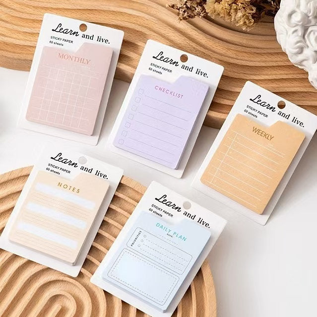 Sticky Tabs | Cute Sticky Notes | Self Adhesive Note Memo Pad | Lined Blank Plan | Planner Journal Accessories Study School Office Supplies
