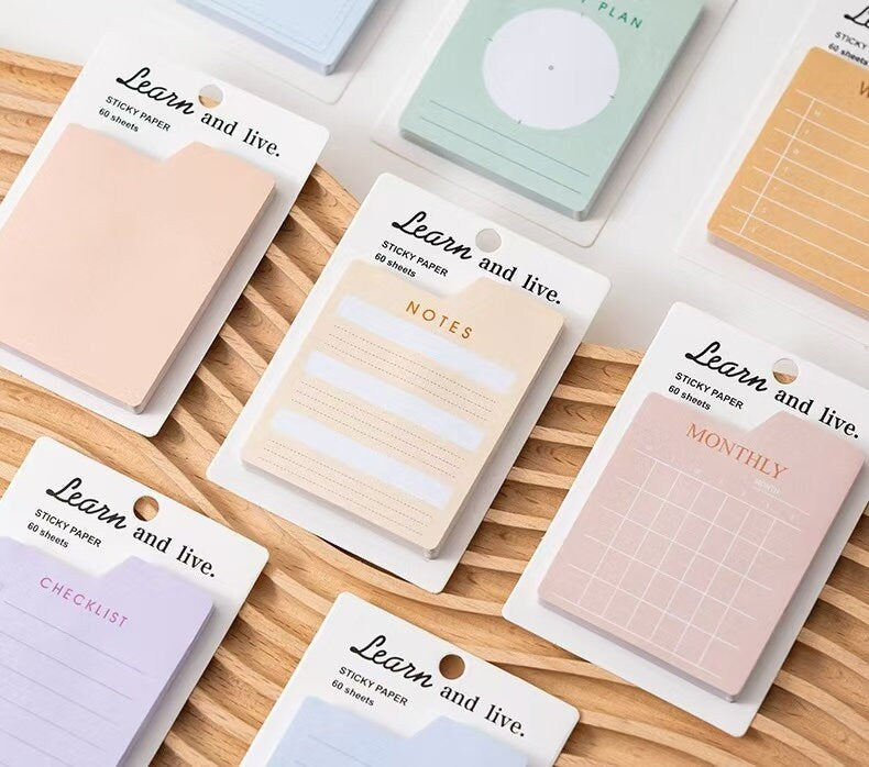 Sticky Tabs | Cute Sticky Notes | Self Adhesive Note Memo Pad | Lined Blank Plan | Planner Journal Accessories Study School Office Supplies