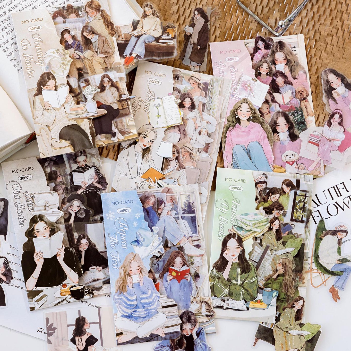 Reading Girl Sticker Pack|Book Lover Stickers|PlannerJunk Journal Bullet Journal Deco Stickers | Scrapbooking Collage Craft Supplies