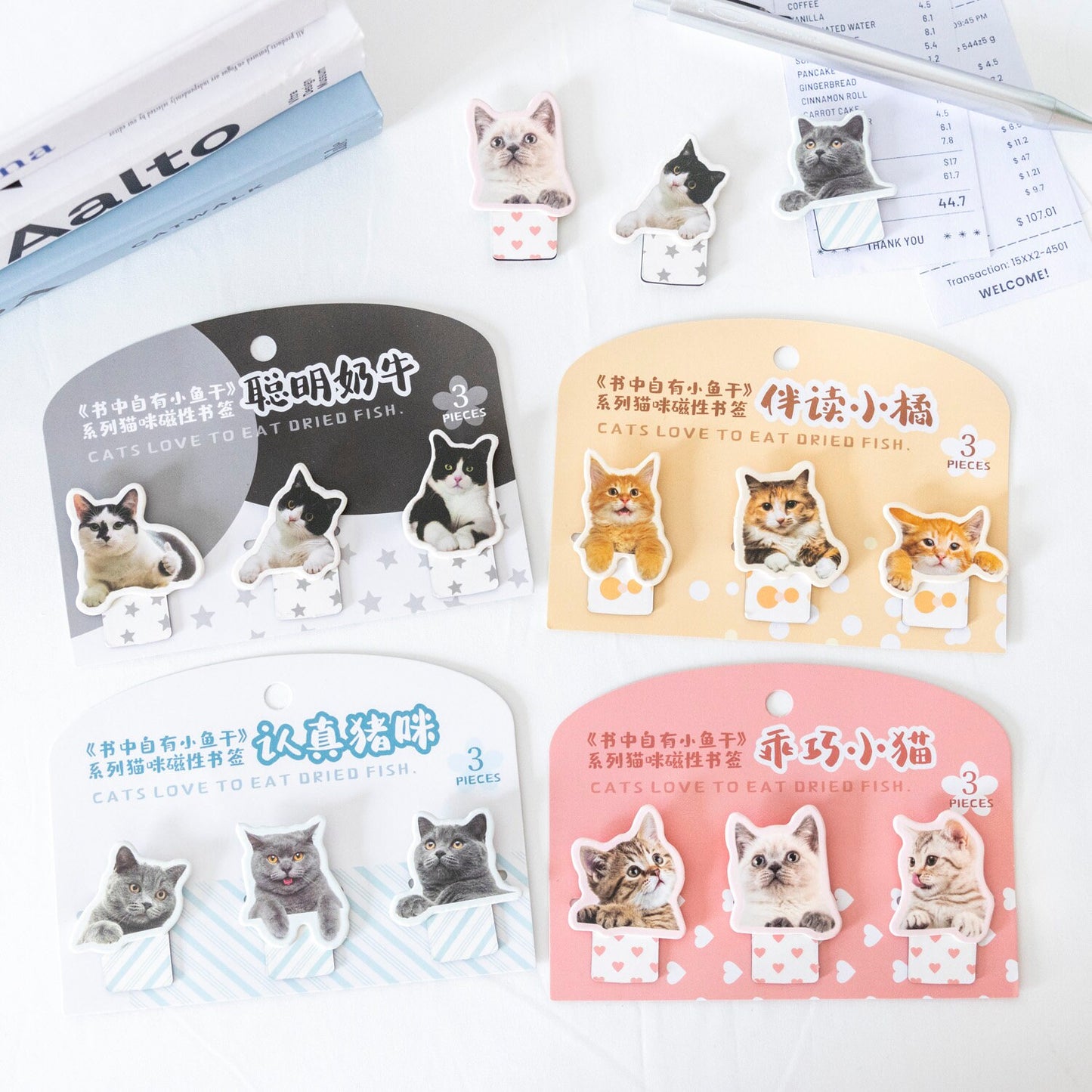 Cute Cat Magnetic Bookmark | Kawaii Kitten Page Keeper | Book Lover Gift | Planner Journal Bookmarks | Book Accessories Gift for Reader Her