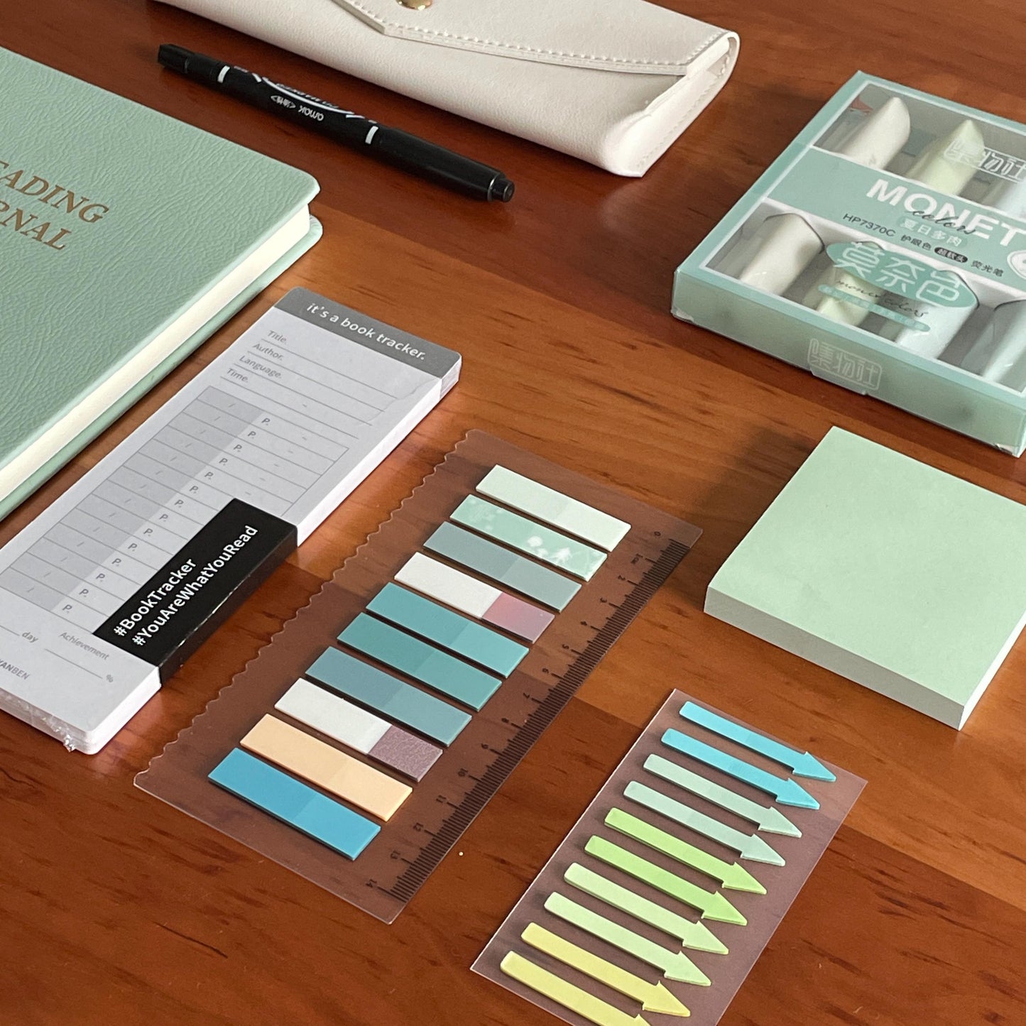 Luxury Mint Book Lover Gift Set | Reading Accessories | A5 Reading Journal Book Annotation Kit | Bookworm Book Club Gift | Reading Gift
