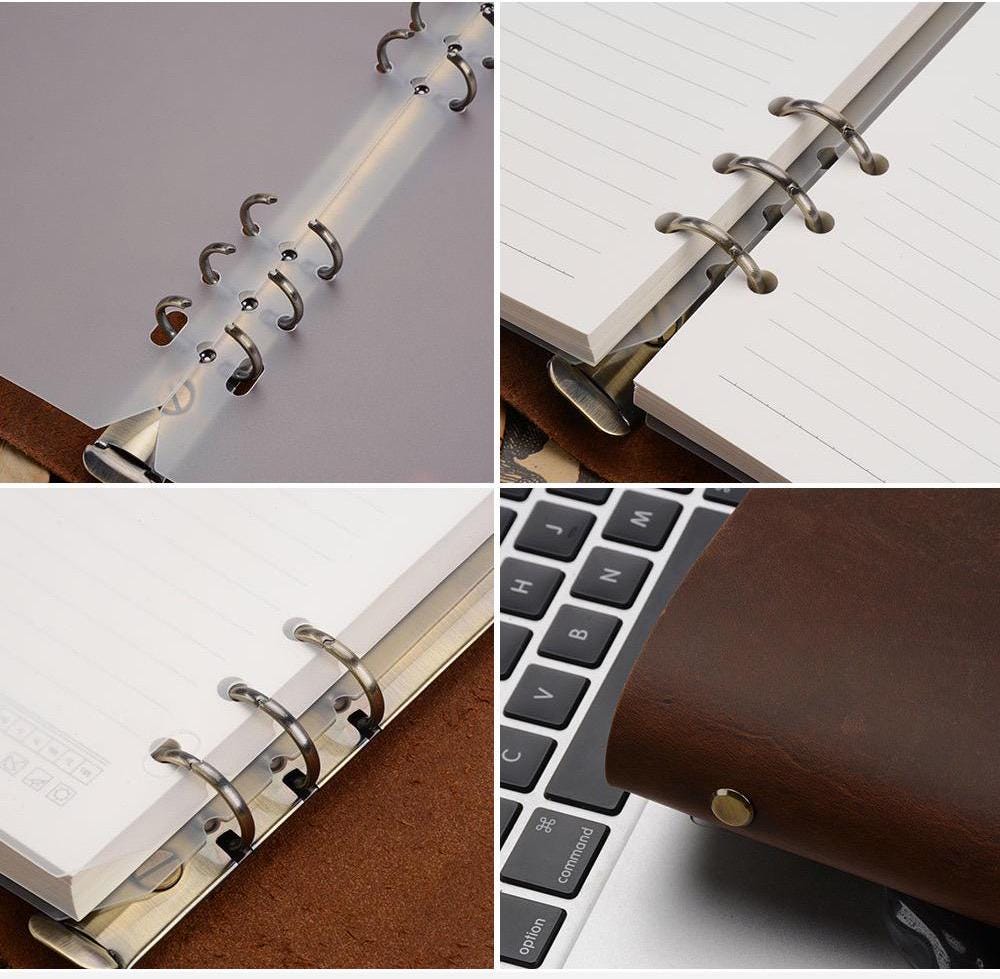 100% Genuine Leather Retro Password Lock 6 Ring Binder | A5 A6 Personal A7 | Handmade Sketchbook Notebook Diary Planner | Gift for Her Him