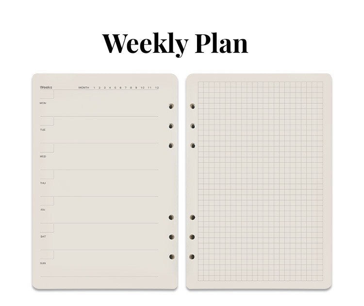 80 Sheets Printed Planner Inserts | Personal A5 Size | 6 Rings Planner | Binder Refills | 2025 Planner Inserts | Weekly Monthly Daily Plan