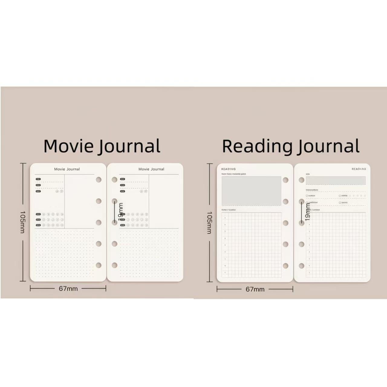 M5 A7 Planner Inserts | 5 6 Ring Binder Planner Refills | Weekly Daily Monthly Plan To Do List Reading Movie Journal Habit Tracker